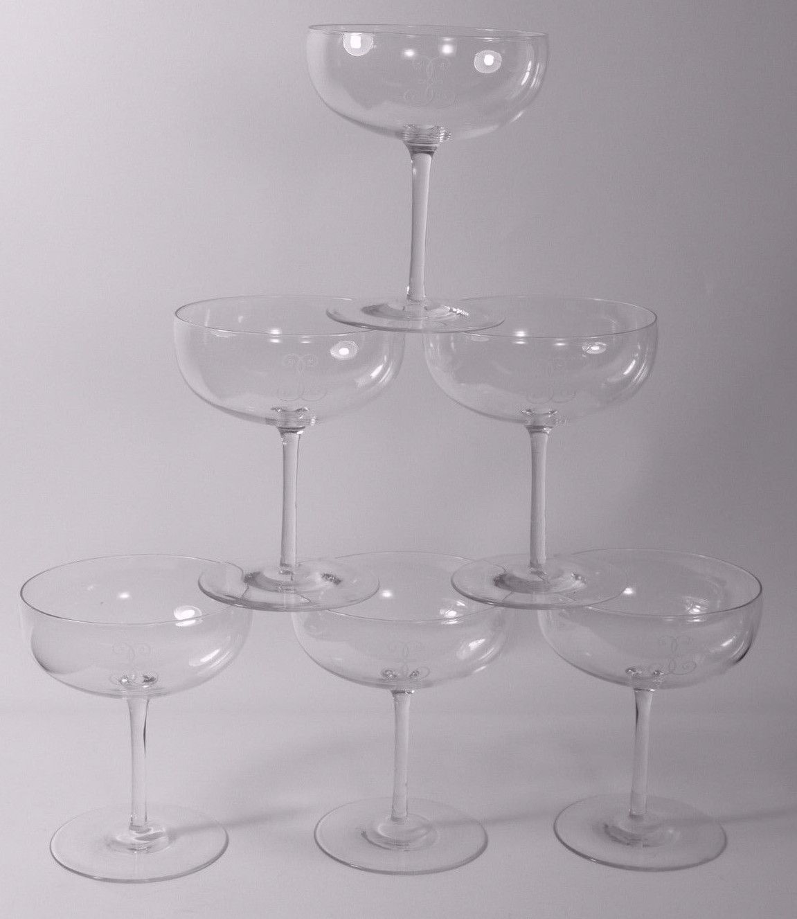 Antique Wine Glass Set Of 6 Very Fine & Delicate Champagne Saucers Powell photo furniture