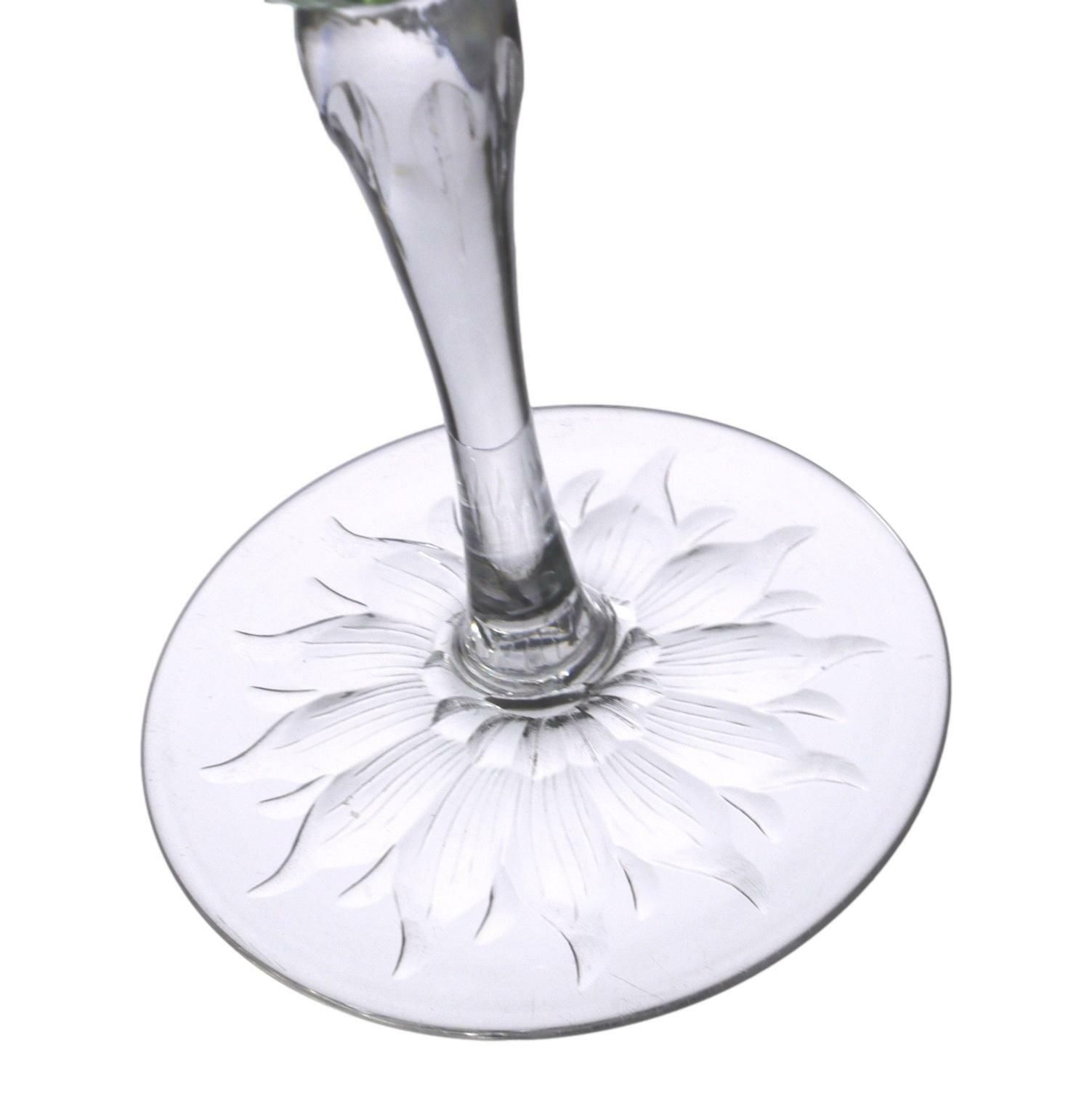 Stevens & Williams Crystal Green Fantasy Cut Wine Glass 6 1/2" photo Home Decor
