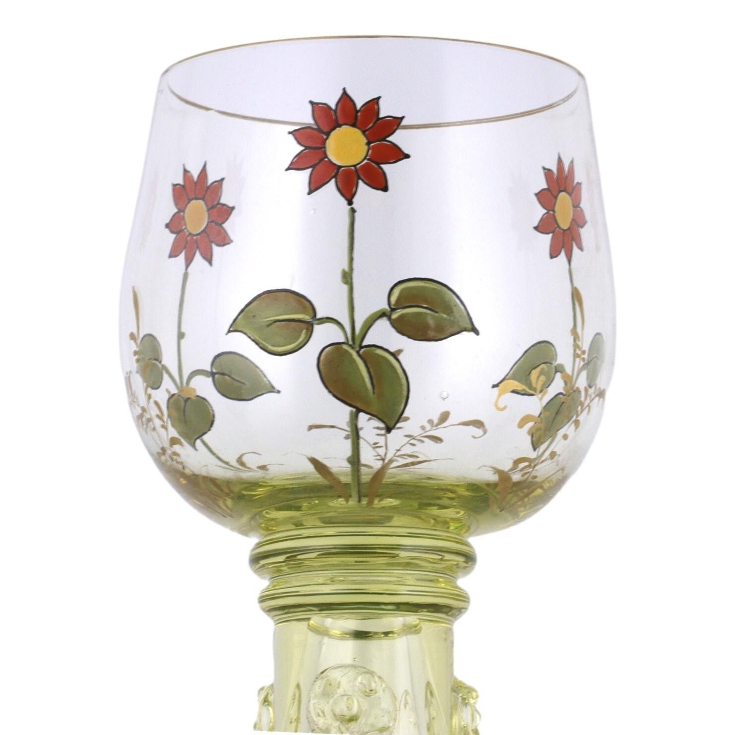 Bohemian / Fritz Heckert Roemer Antique Enamelled Set Of 6 Hock Wine Glasses photo 300.0