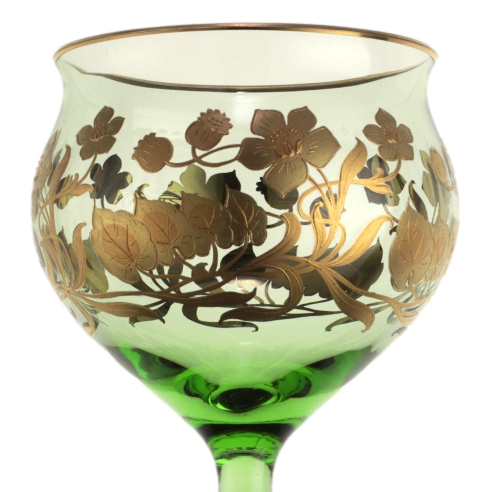 Bohemian Art Nouveau / Josephinenhutte Enamel Hock Wine Glass 18.5cm photo furniture