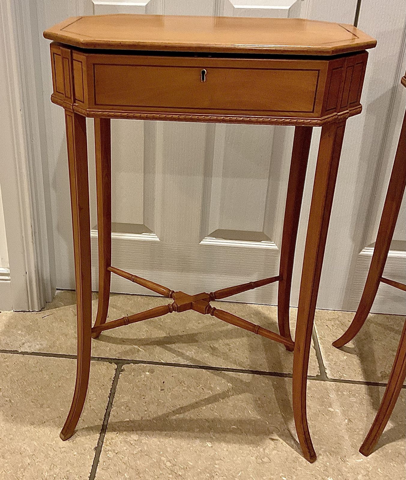 photo furniture Pair Of Inlaid Satinwood Work Tables
