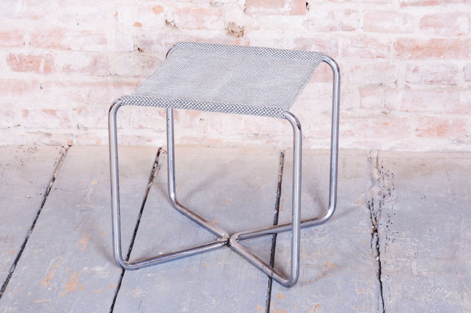 Restored Bauhaus Stool, By Mücke Melder, Chrome Plated Steel, Czech, 1930s photo furniture