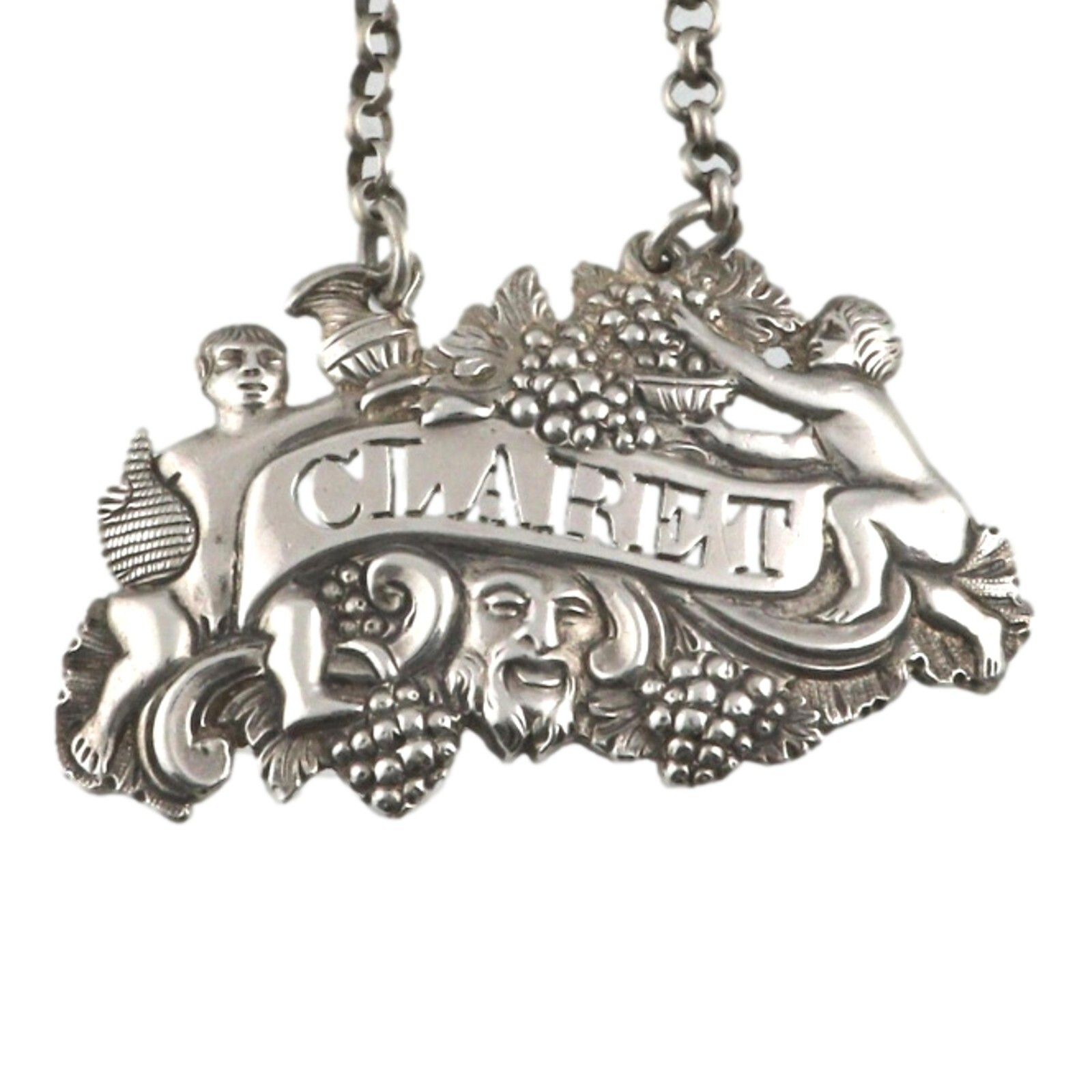 Antique Sterling Silver Phipps & Robinson Decanter Label Claret 1808