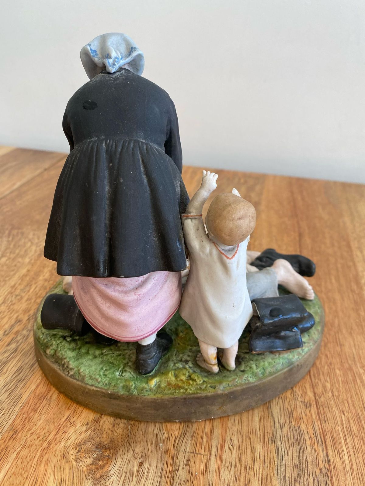 Antique Imperial Russian Gardner Figurine Sculpture 19th Century "Drunken Man And Family" photo for sale