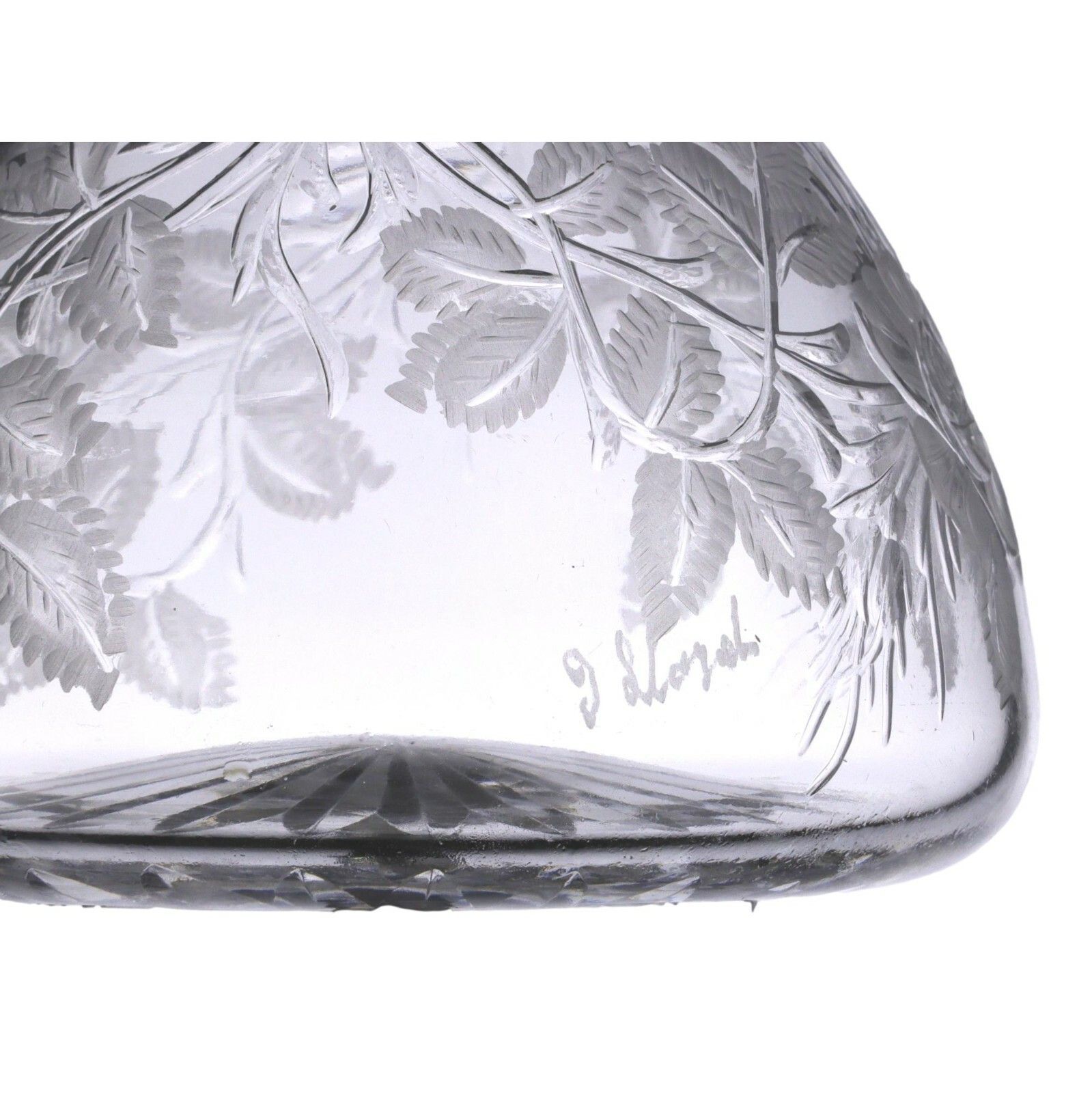 Tudor Crystal Jack Lloyd Ribbon & Rose Cut Decanter / Decanters 7 3/4" photo for sale