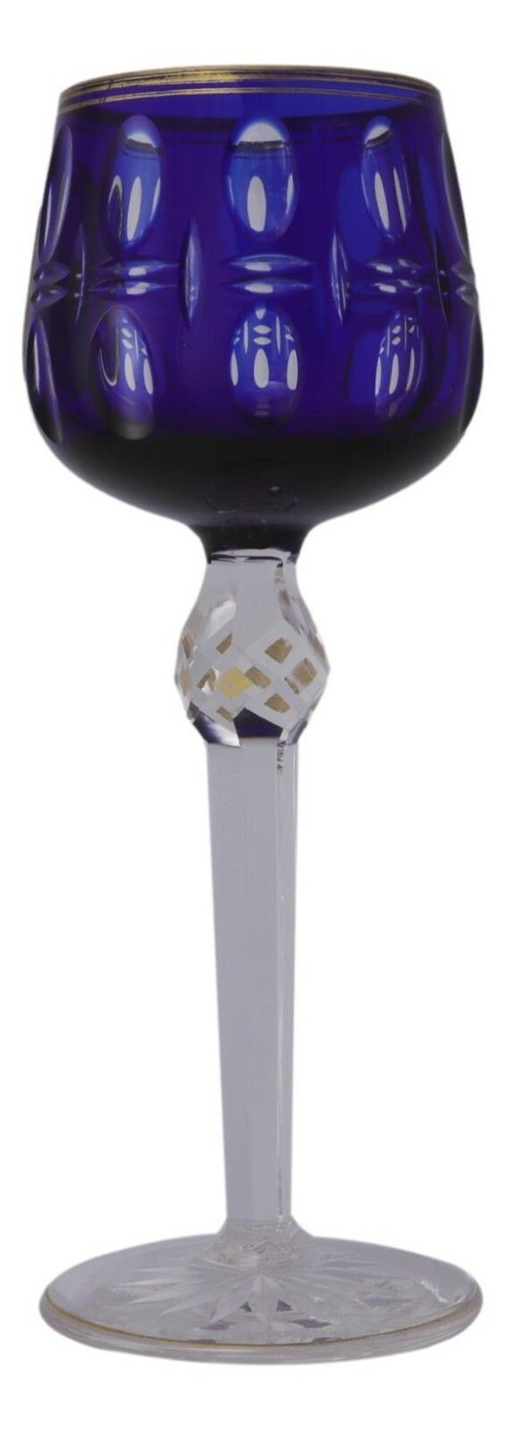 Bohemian / German Crystal Enamel Panel Coloured Hock Wine Glass 8" photo for sale