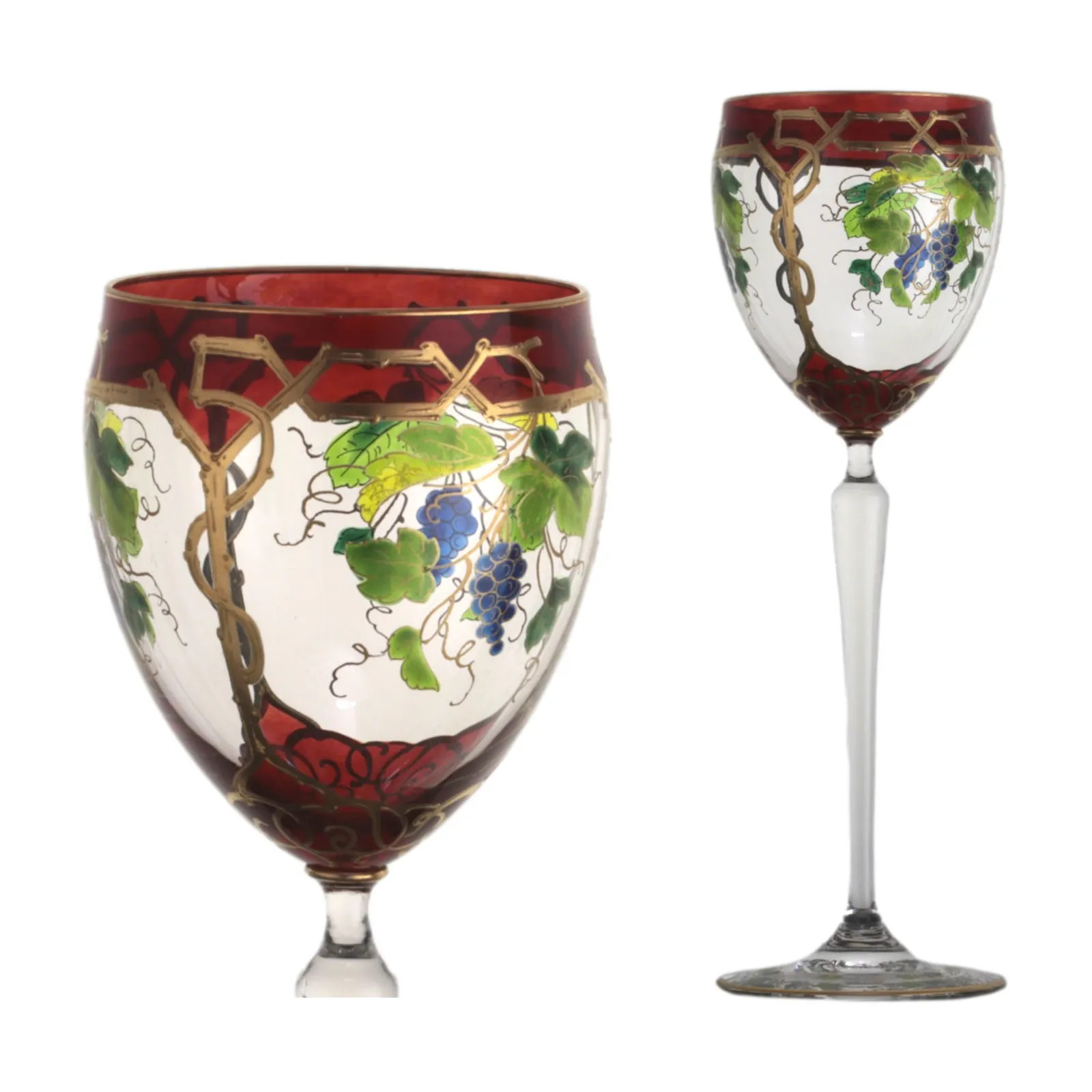 Meyr's Neffe Art Nouveau / Jugendstil Enamel Hock Wine Glass 19cm