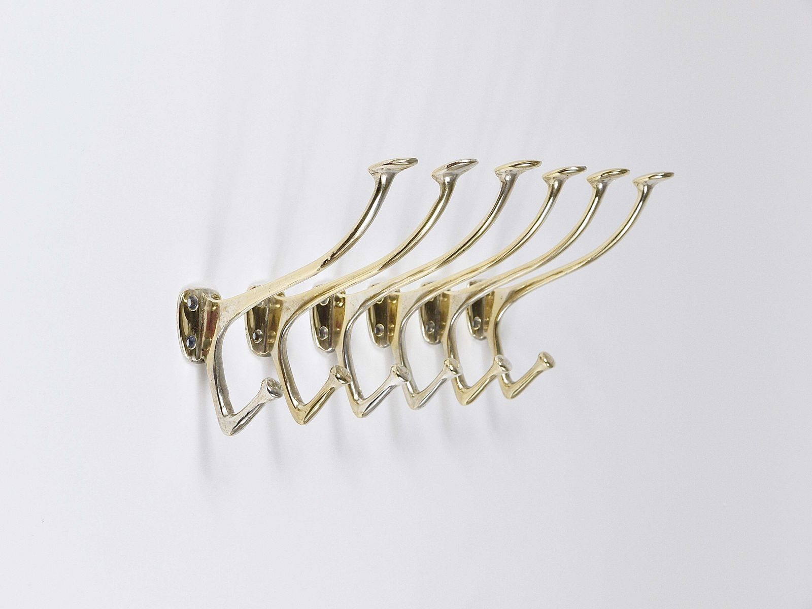 photo vintage Up To 6 Adolf Loos Art Nouveau Nickel Brass Wall Hooks Café Capua Vienna, 1900s