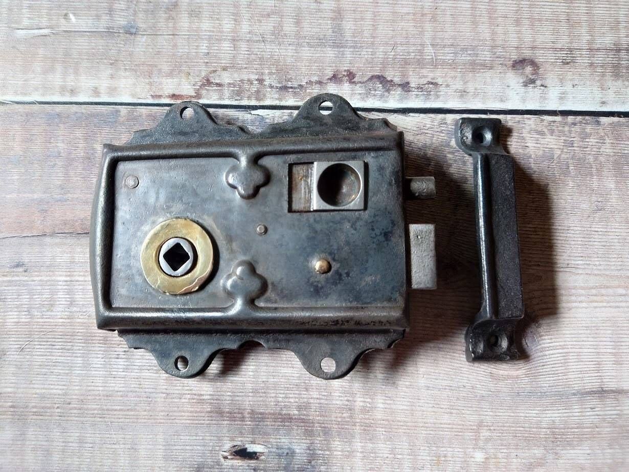 Vintage Steel Lock With Iron Keep, Vintage Sliding Lock, Old Latch photo 55.0