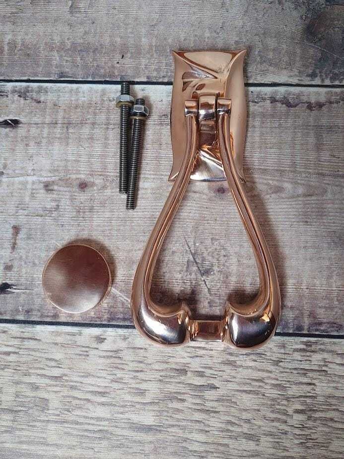 Art Nouveau Style Polished Copper Door Knocker photo vintage