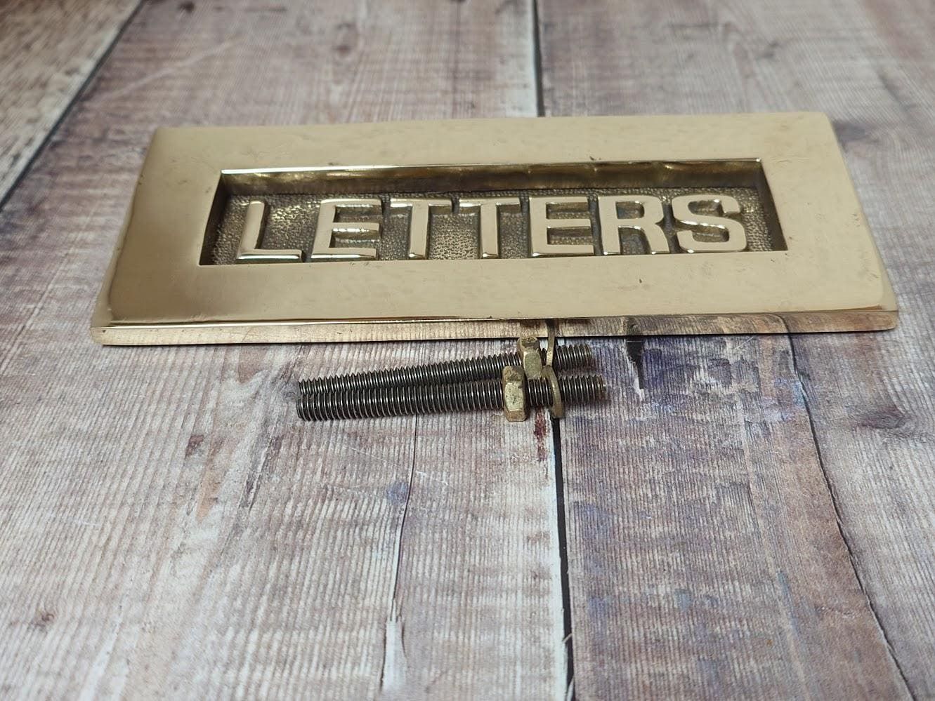 Polished Brass Door Letter Plate, Heavy Brass Mail Box Slot photo furniture