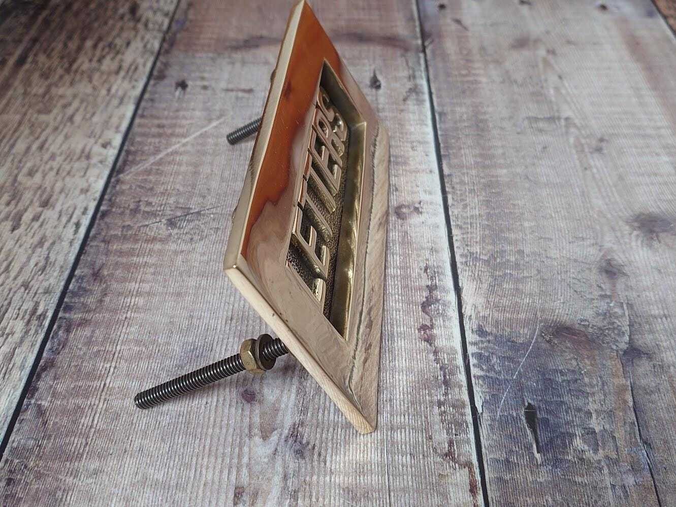 Polished Brass Door Letter Plate, Heavy Brass Mail Box Slot photo buy