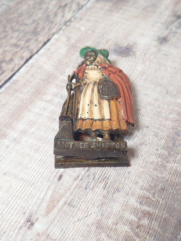 Mother Shipton Painted Brass Door Knocker, Heavy Collectible Brass Door Knocker, Witch Door Knocker photo for sale