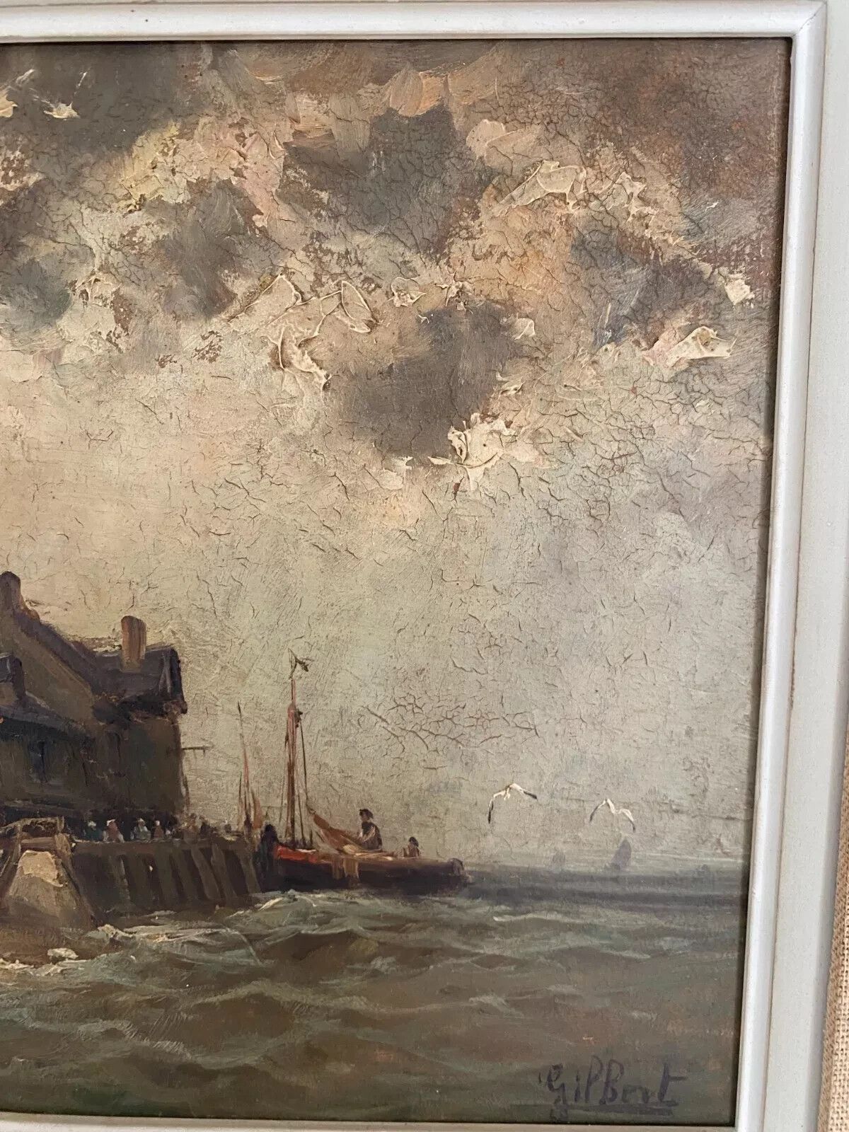 Oil On Panel By Isorel "View Of The Port" 20th Century photo Art