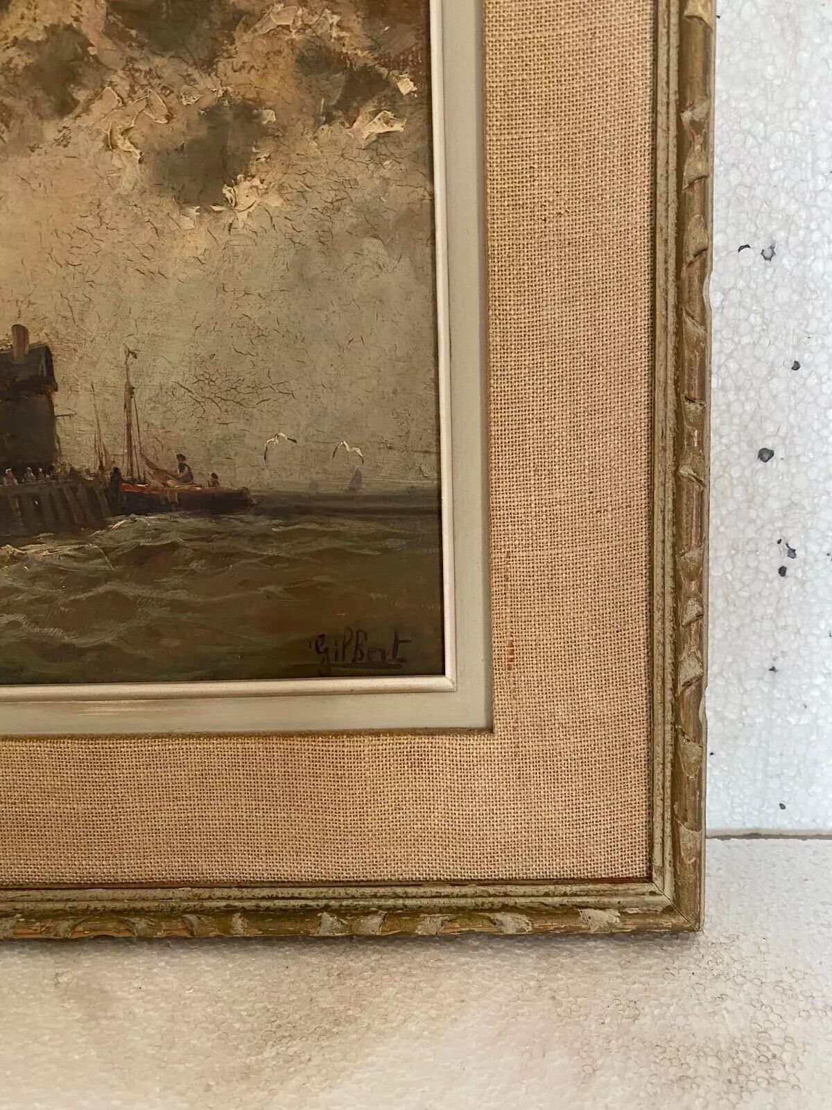 Oil On Panel By Isorel "View Of The Port" 20th Century photo vinterior