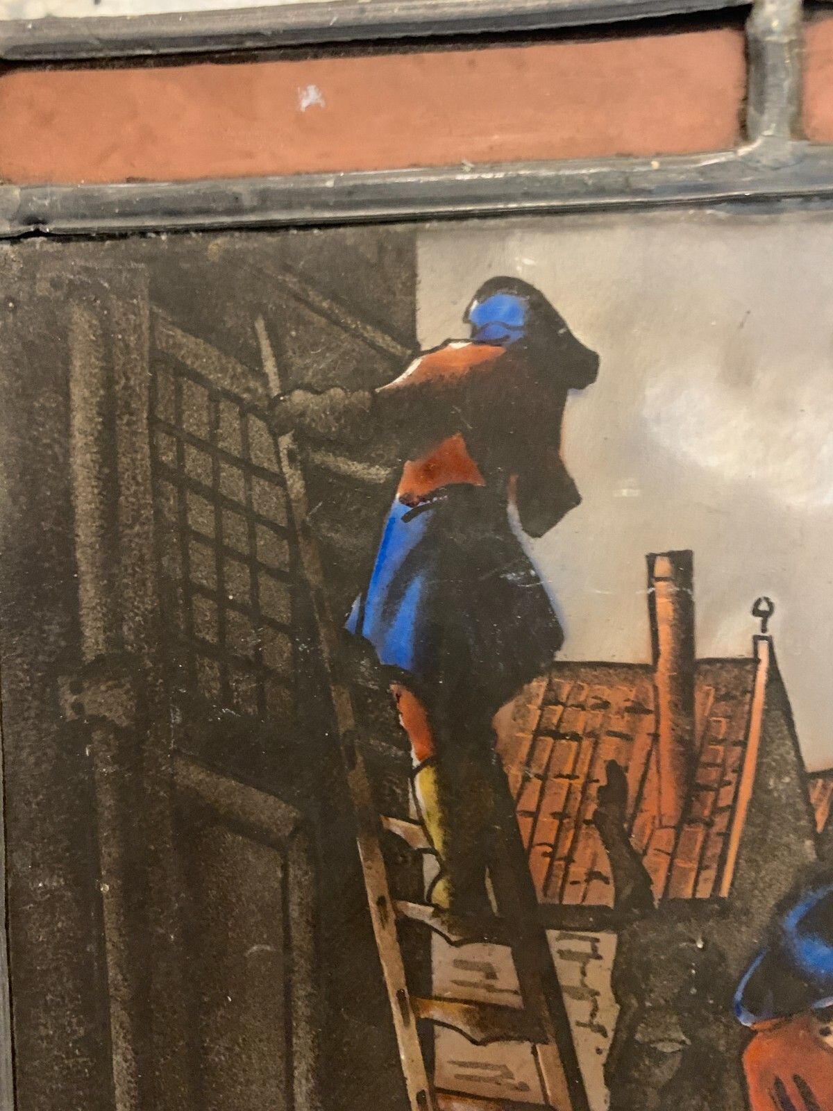 photo for sale 19th Century Painted Stained Glass Decorative Panel