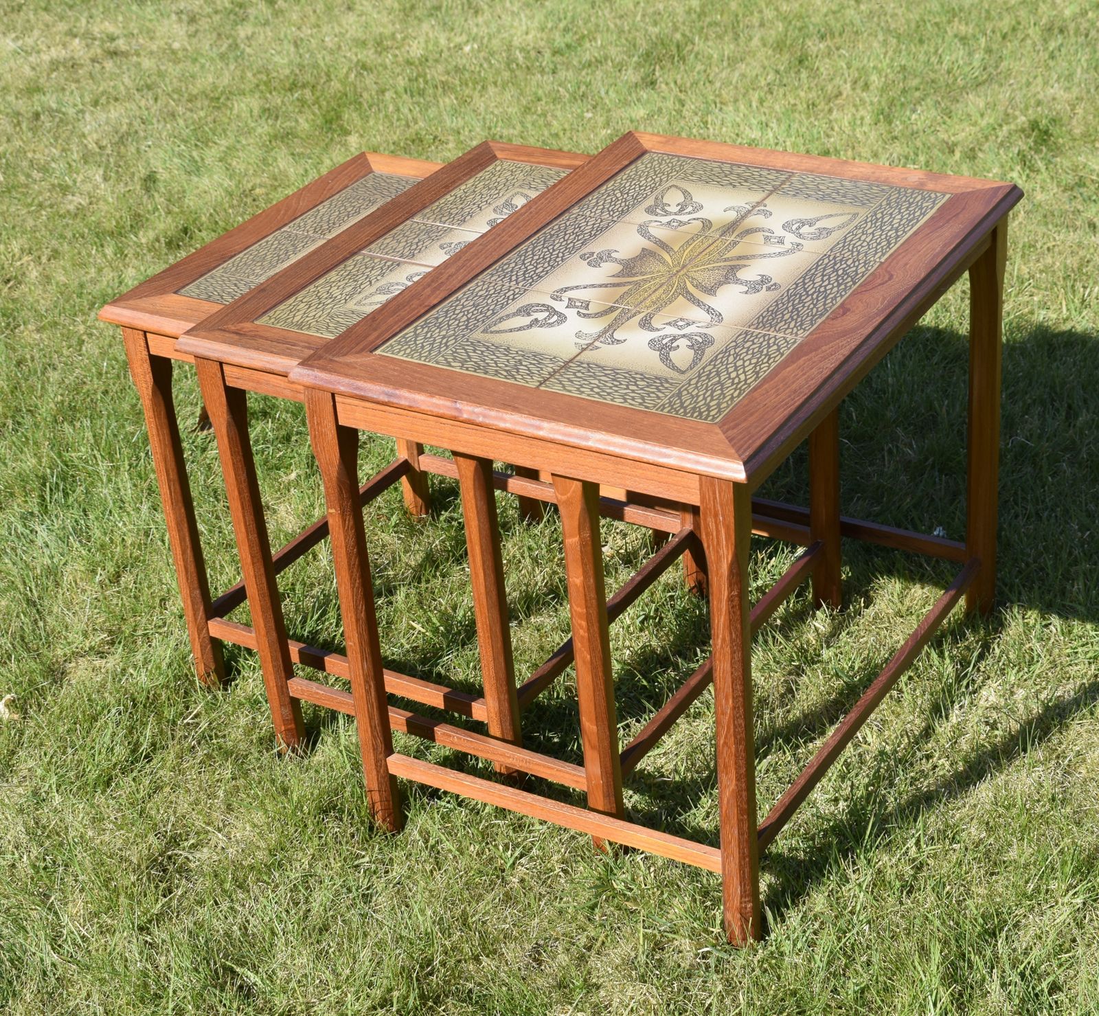 Danish Tiled Top Teak Nest Of Tables