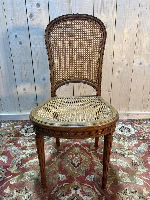 Série De 6 Chaises Cannées De Style Louis XVI photo vintage