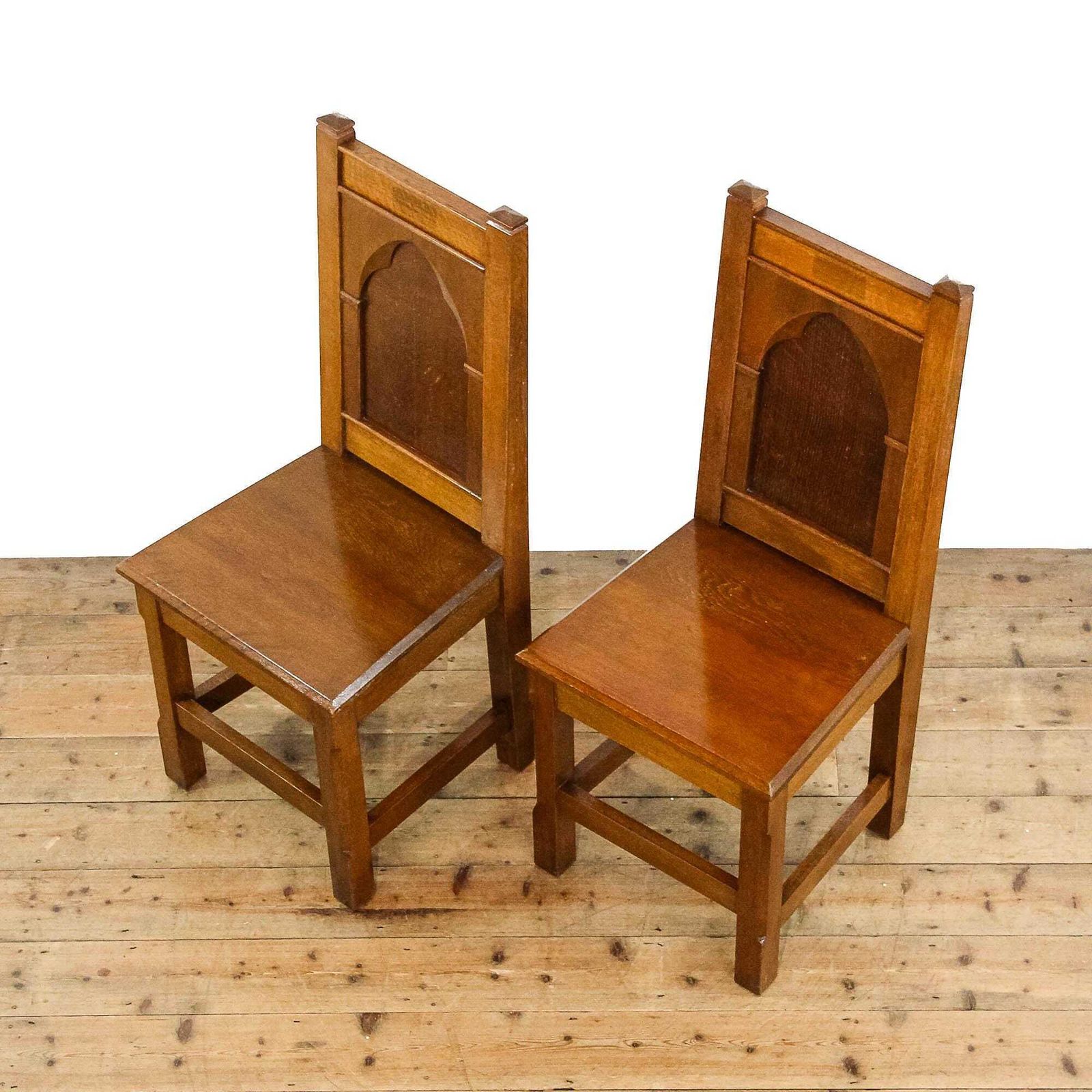 Pair Of Vintage Oak Hall Chairs | Carved Oak | Hallway | Vintage Furniture | Vintage Chair | Pair Of Chairs (M 5920) photo vinterior