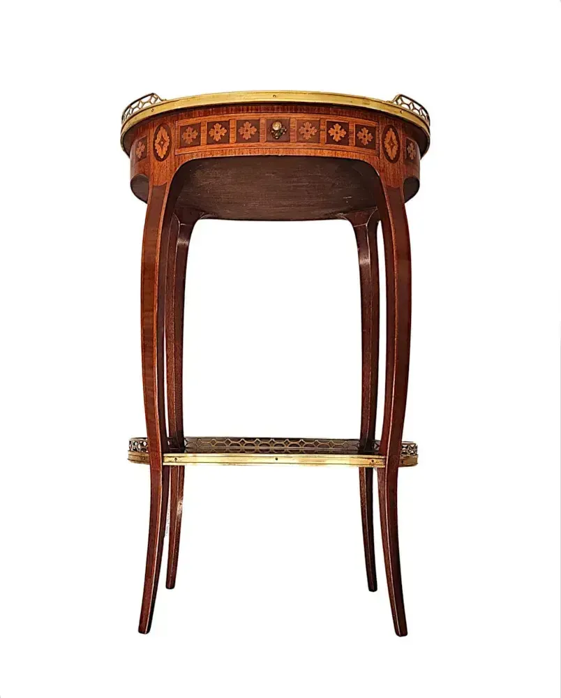 A Very Rare Early 20th Century Marquetry Inlaid Mahogany And Rosewood Lamp Or Occasional Table Labelled 'Haentges Freres, Paris' photo vintage