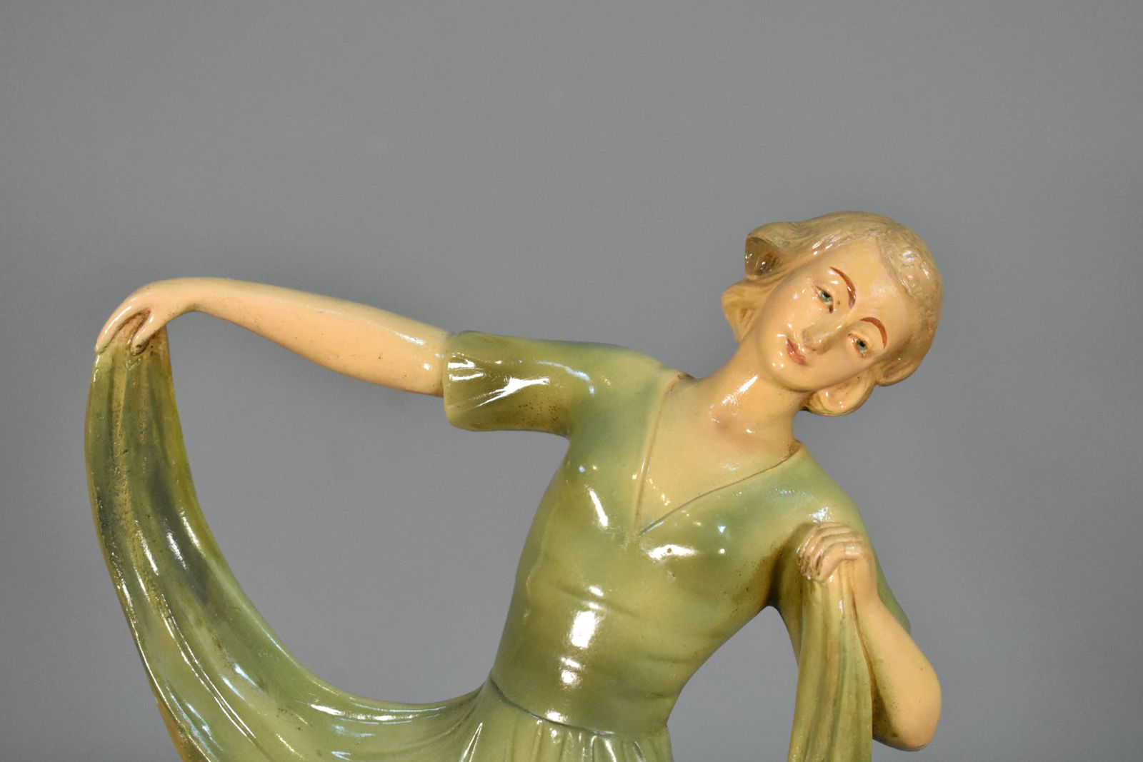 photo vinterior Art Deco Dancer Figurine In Plaster By Jean Carli