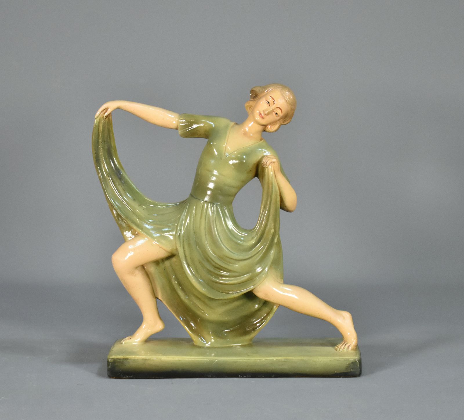 Art Deco Dancer Figurine In Plaster By Jean Carli