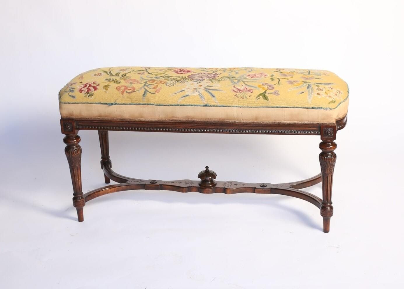 675.0 Victorian Carved Walnut Duet Stool photo