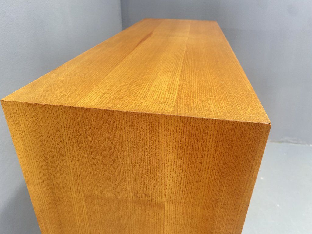 648.0 Dřevotvar Hradec Králové Cabinet With Metal Legs And Colored Glass photo