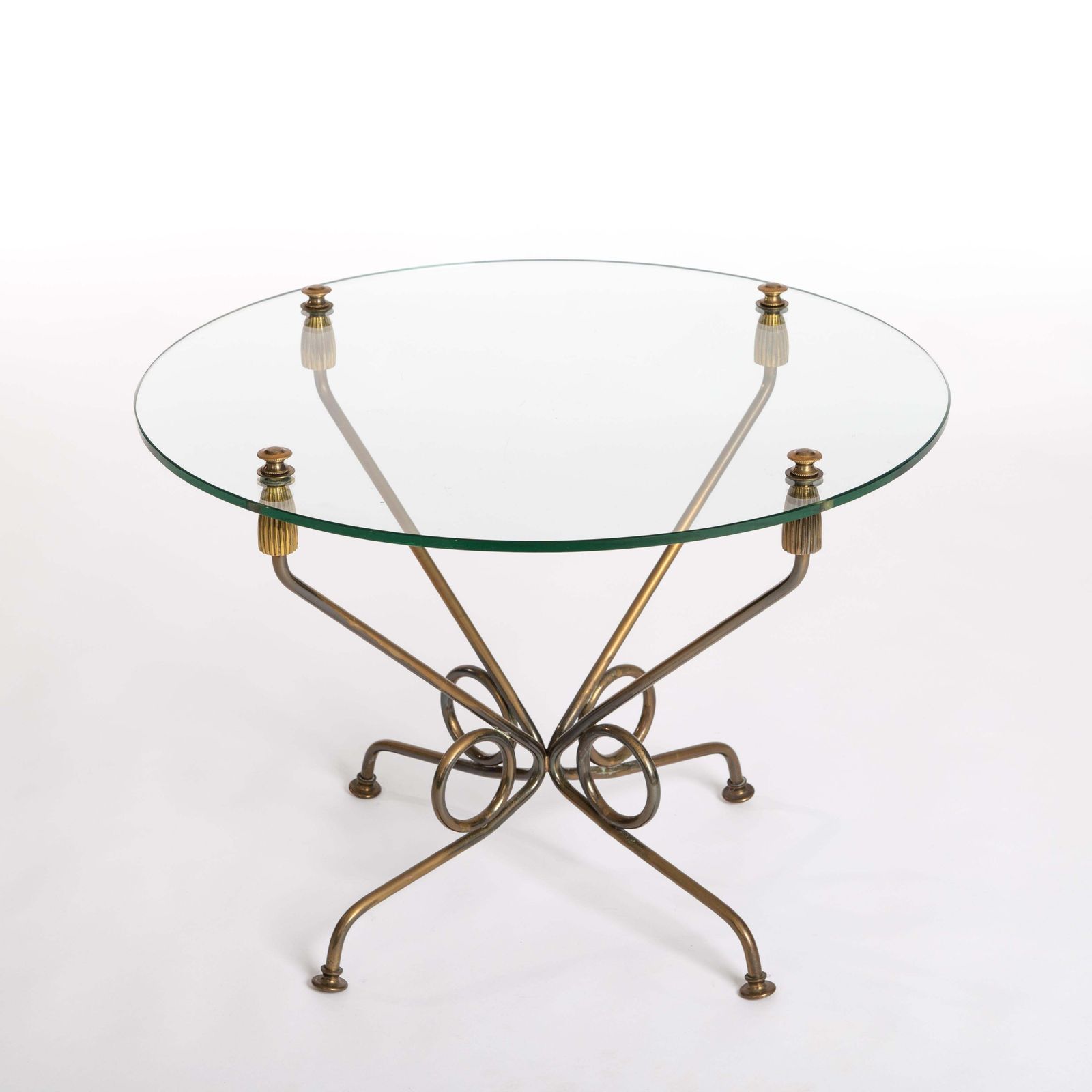 Italian Mid Century Coffeetable Brass Plated Iron Base And Glass Top, 1950s photo furniture
