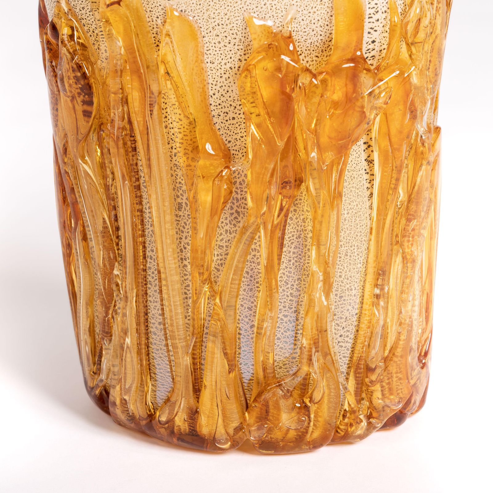 Modern Murano Glass Vase In Gold Amber Color Signed By Hand, Italy 2015 photo vinterior