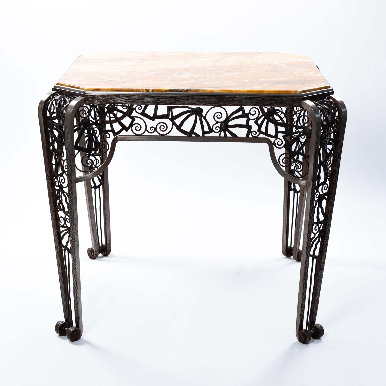 French Forged Iron Art Déco Center Table By Malatre Et Tonnelier, 1930s photo Furniture
