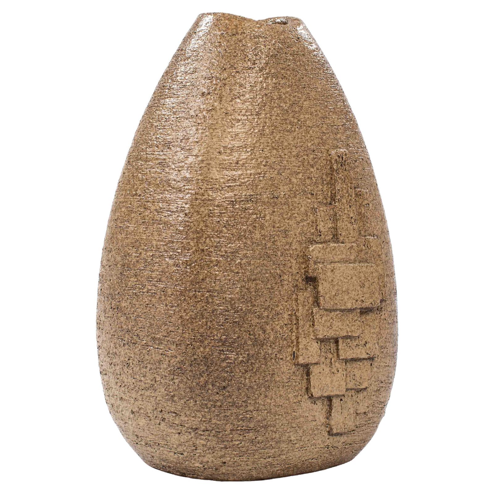 French Mid Century Ceramic Vase With Geometric Decoration By G. Masarra, 1950s