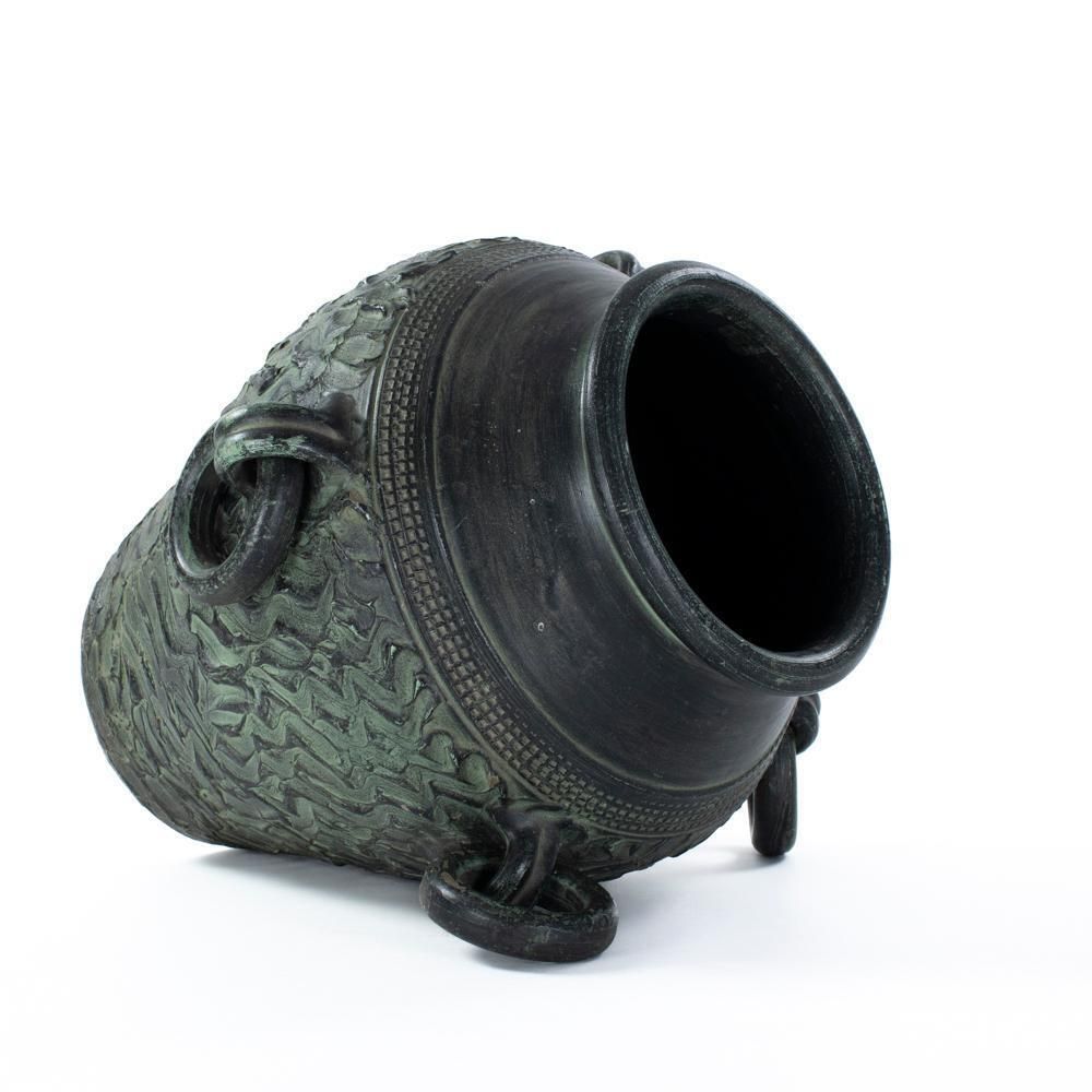 French Large Mid Century Vintage Ceramic Vase Object In Fir Green Signed 1950s photo Home Decor