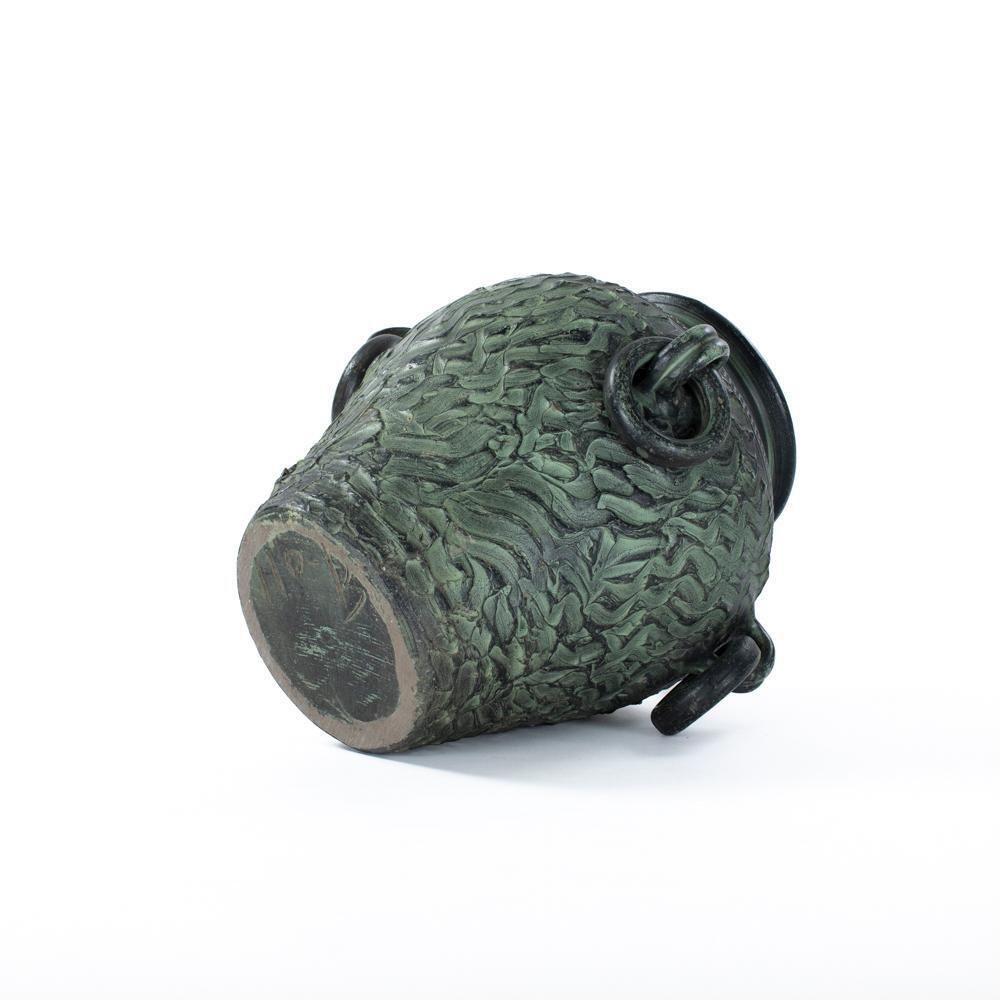 French Large Mid Century Vintage Ceramic Vase Object In Fir Green Signed 1950s photo 3095.0