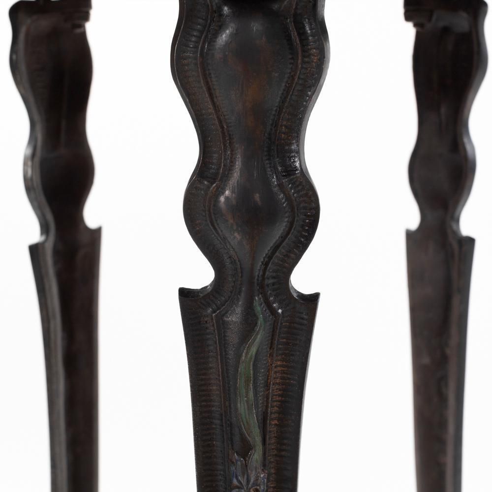 photo vinterior French Art Nouveau Cast Iron Gueridon With Floral Decoration Ca. 1900, Stamped