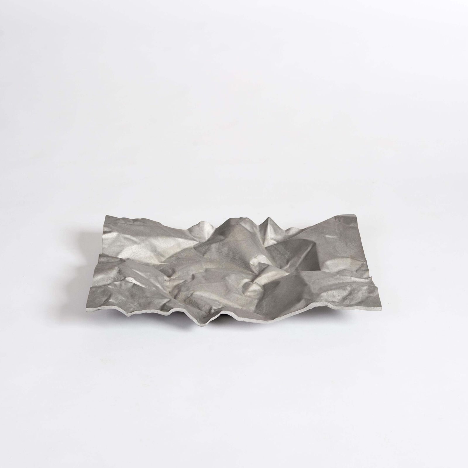 Italian Midcentury Abstract Geometric Silvergrey Aluminum Centerpiece, Sign. Np2 photo furniture