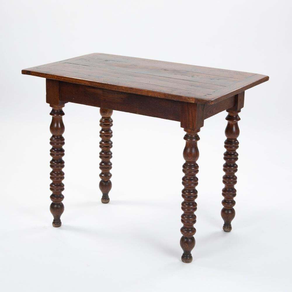 Decorative French Table, Desk Oak Wood With Turned Legs, French 19th Century photo Furniture