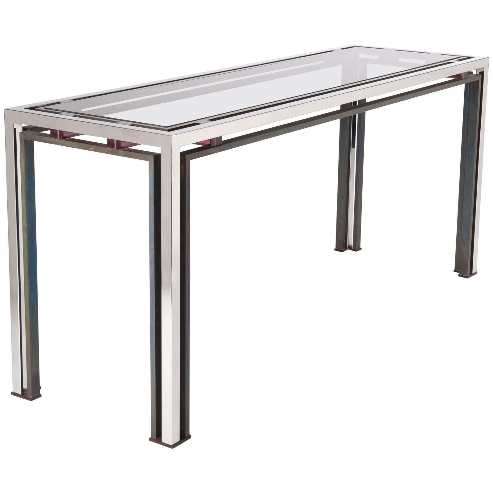 Mid Century Italian Chrome   Bronze   Bakelite Console Table By Romeo Rega 1970s