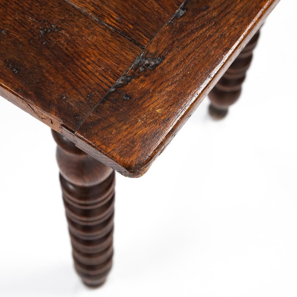 photo buy Decorative French Table, Desk Oak Wood With Turned Legs, French 19th Century