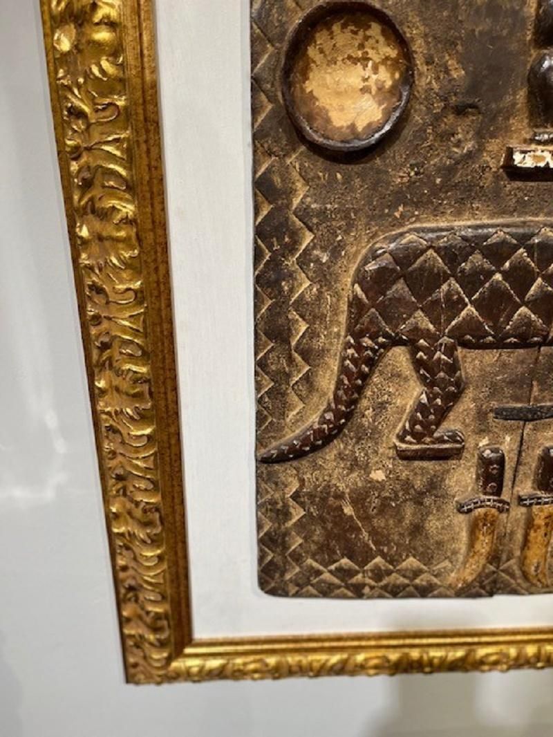 Africain Mid Century Wooden Tribal Wall Sculpture Mali Dogon Golden Frame 1960s photo buy