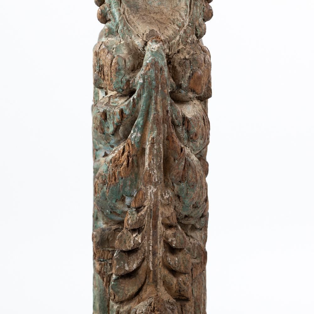 photo buy Architectural Wooden Sculpture Original Green Turquoise Paint India 18th Century