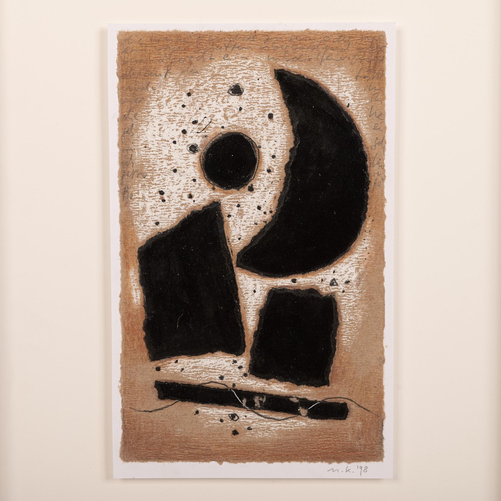 Pair Of Abstract Collages Brown Black Monogrammed And Dated Norbert Krabbe, 1997 photo for sale