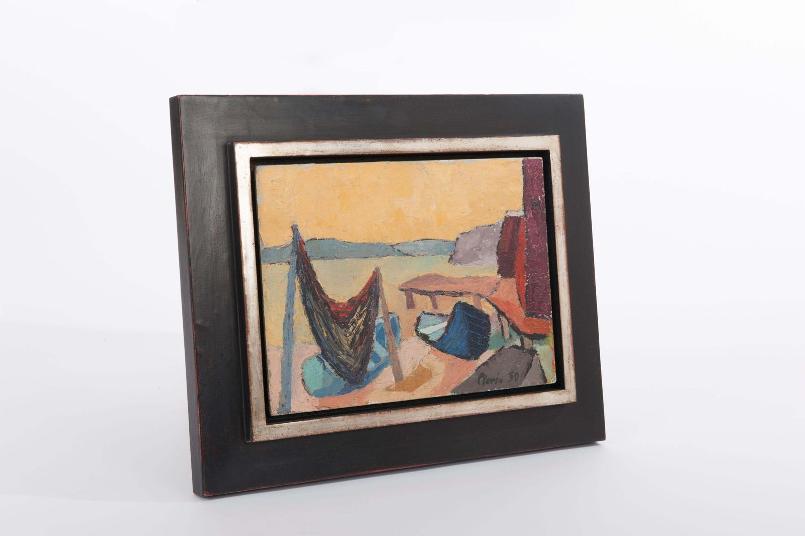 Scandinavian Maritime Painting Oil On Panel In Warm Colors By Noren Nils Martin photo for sale