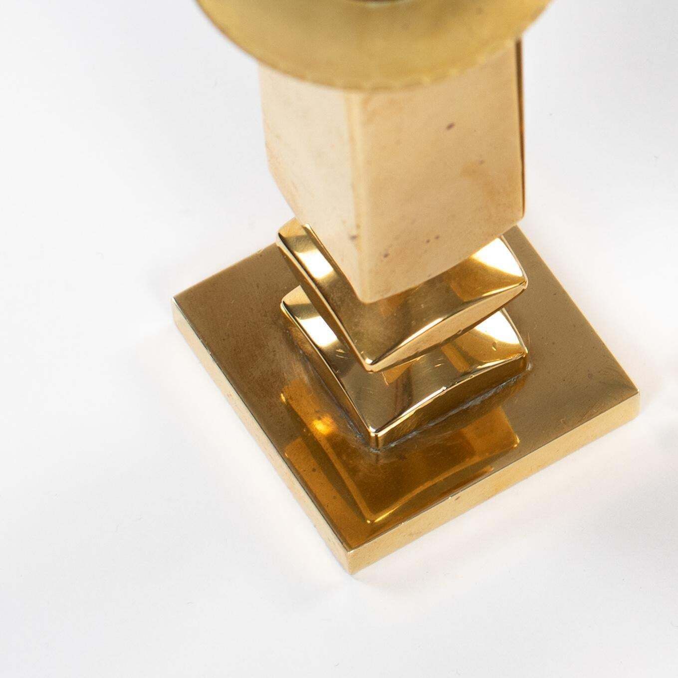 Pair Of Modern, Heavy Brass Candlesticks By Lars Bergsten For Gusum 1985, Signed photo 1238.0