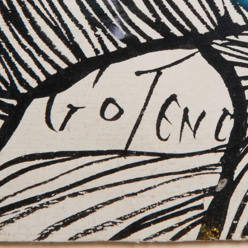 African Bantu Art, Expressive, Surrealistic Gouache By Marcel Gotène 1980s photo furniture