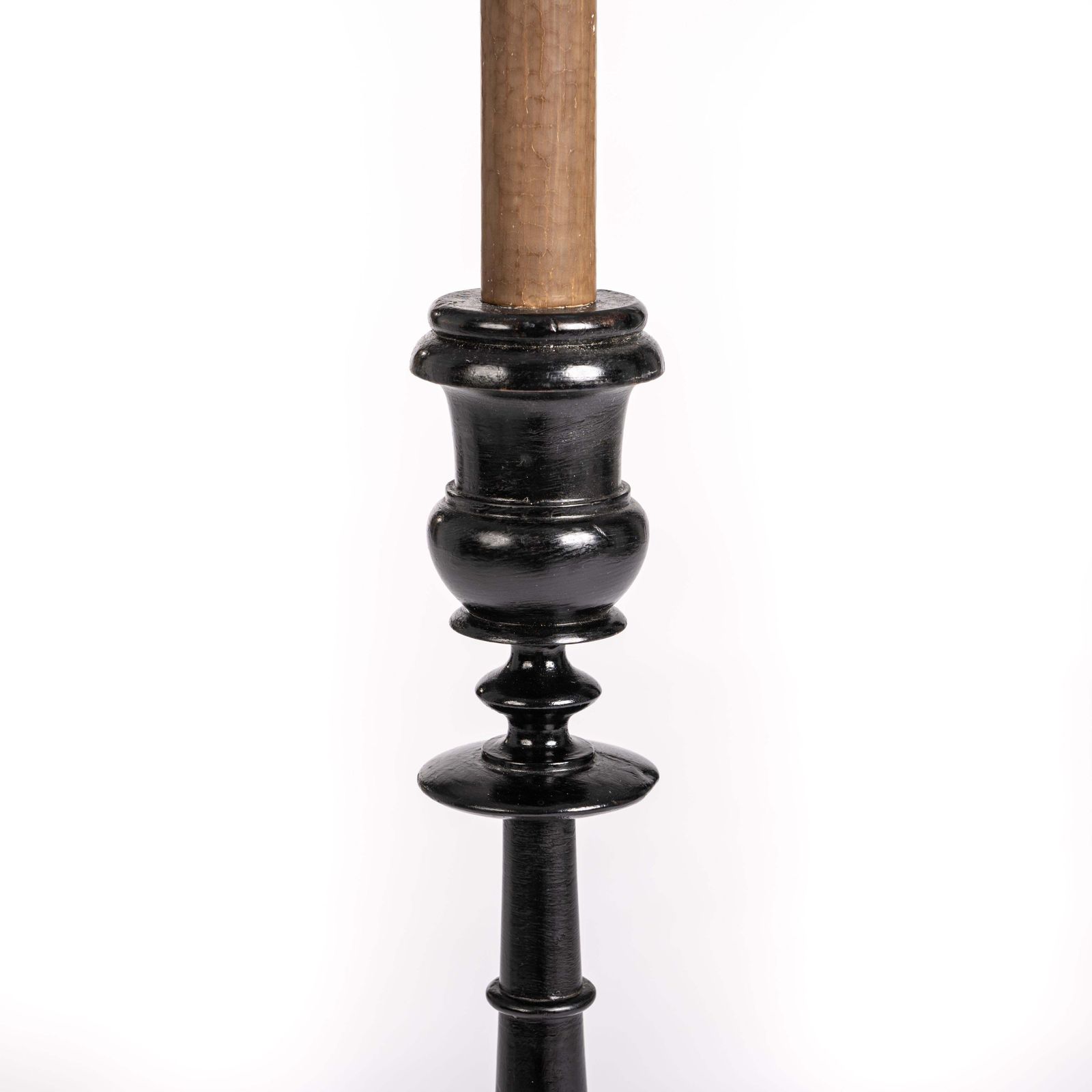 Set Of 3 High Black Ebonized Carved French Napoleon III Candlesticks 1860s photo furniture