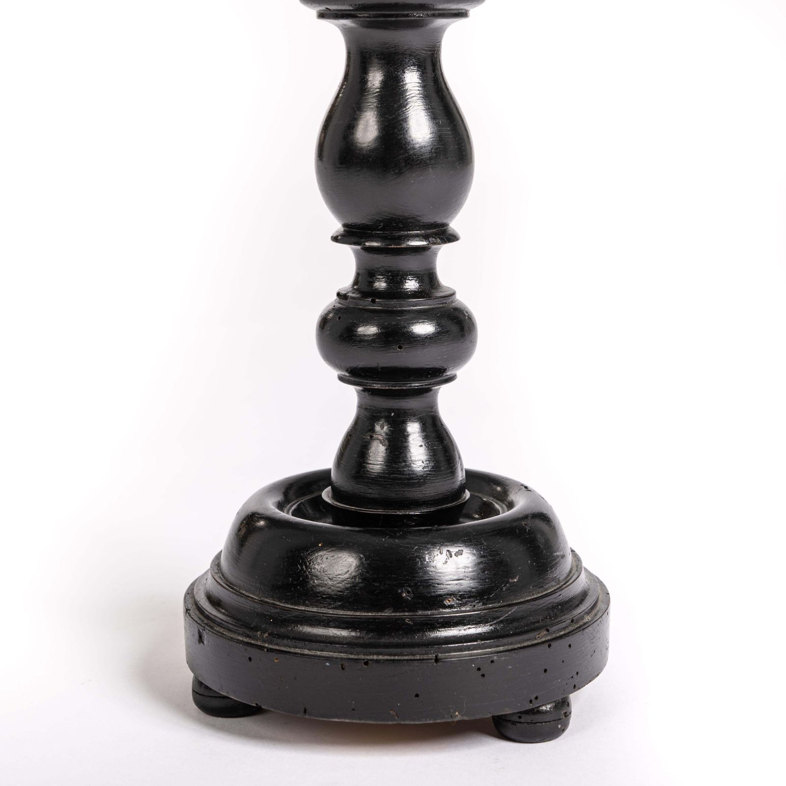 Set Of 3 High Black Ebonized Carved French Napoleon III Candlesticks 1860s photo Home Decor