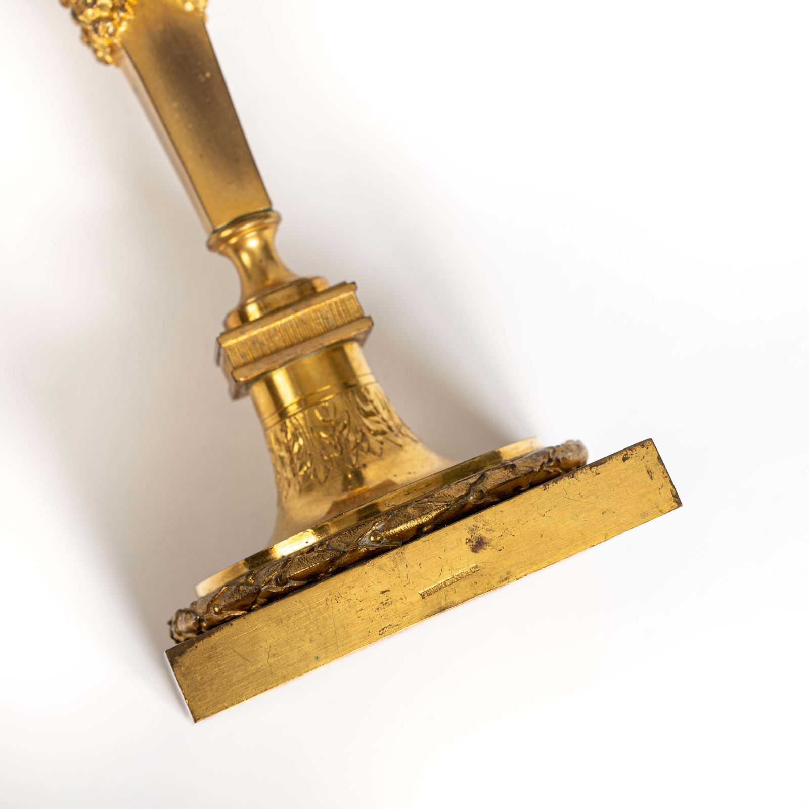 Pair Of Louis Seize Fire Gilded Candlesticks France 1800 By F. Barbedienne photo 3611.0