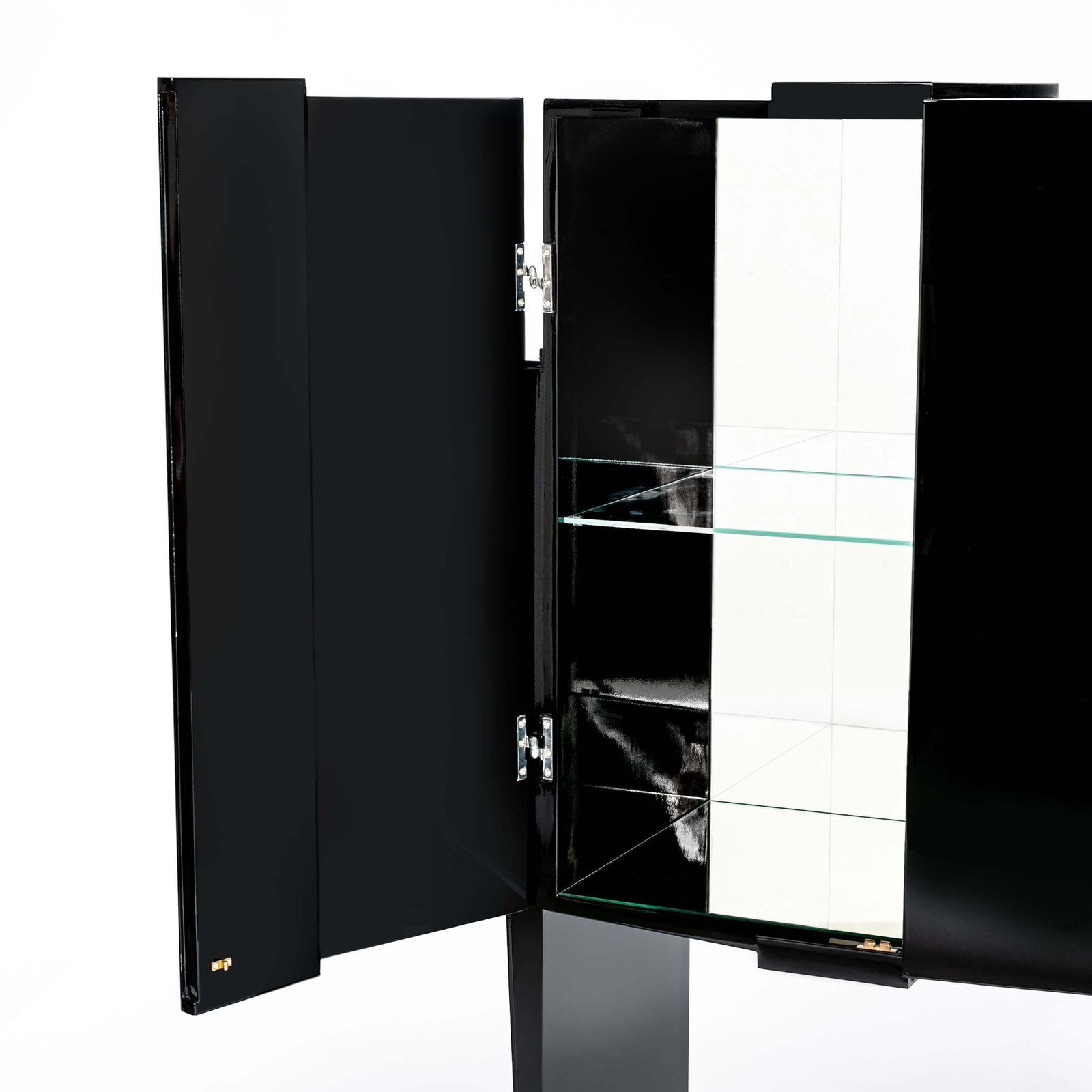Furniture French Cubistic Art Deco Bar Cabinet Black High Gloss Finish From The 1930s photo
