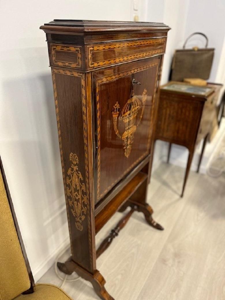 Small French Travel Secretary Napoleon III In Rosewood And Boxwood Veneer 1860s photo for sale